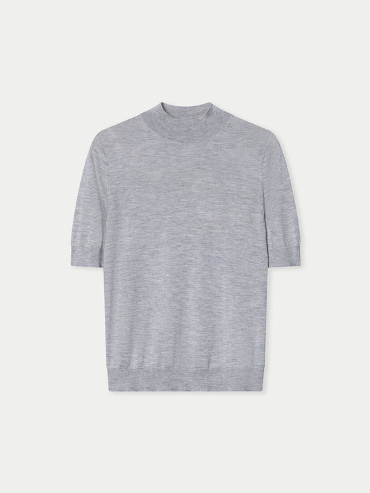 Cashmere Silk Shirt with High Neck