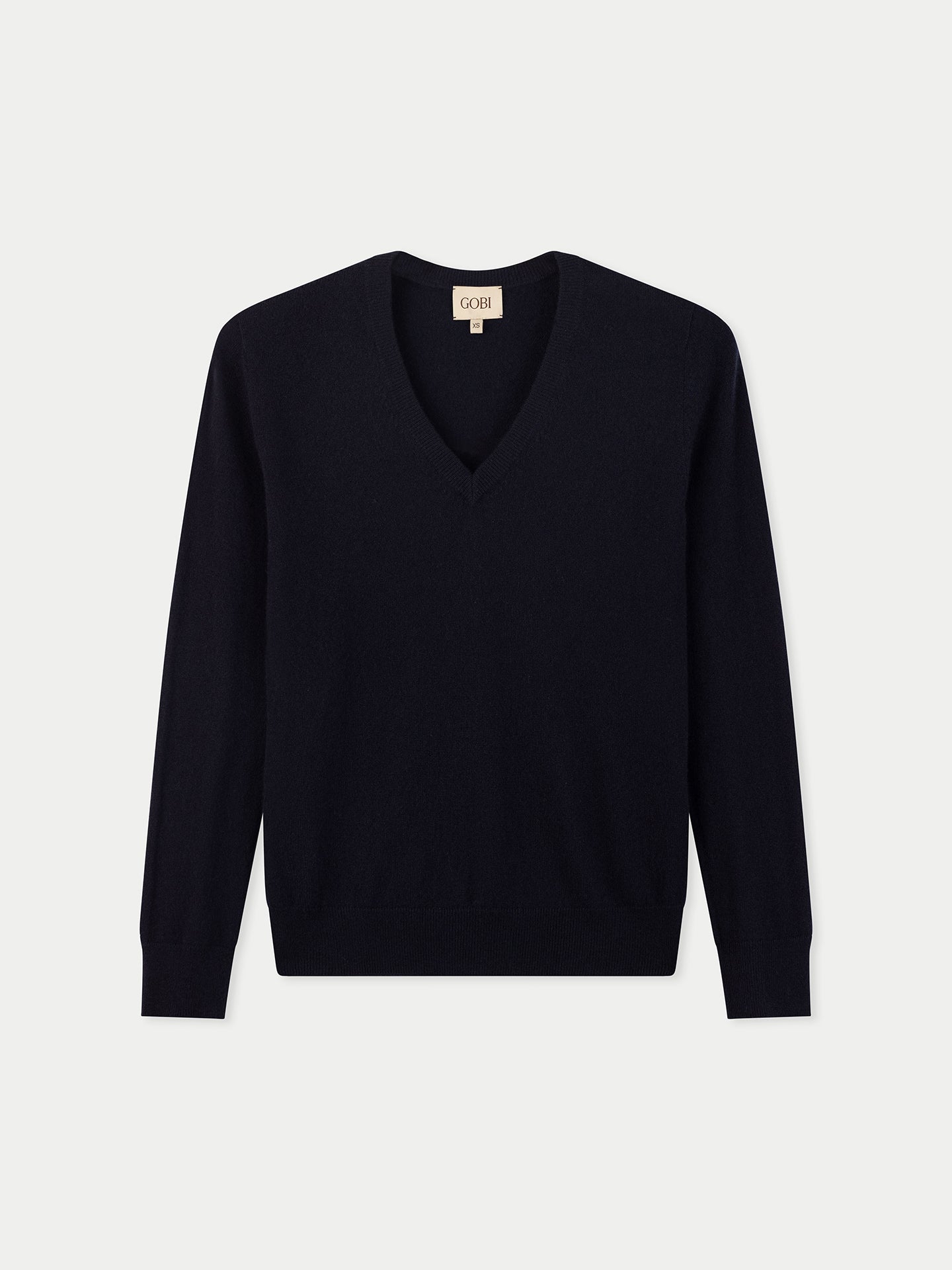 Women's Classic Cashmere V-Neck Sweater Navy Blazer| GOBI Cashmere