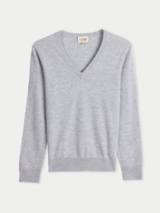 Timeless Cashmere V-Neck Sweater High Rise - Gobi Cashmere