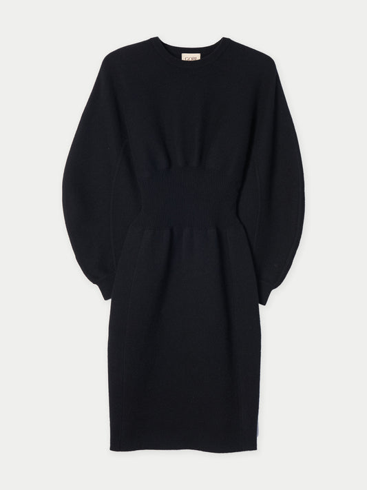 Women's Cashmere Knit Sculptural Dress Black - Gobi Cashmere