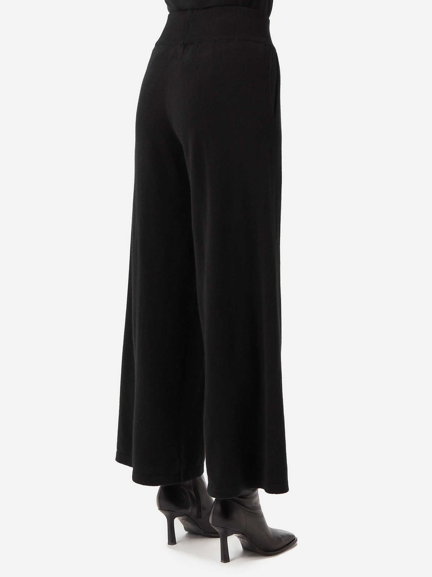 Women's Wide-Leg Cashmere Pants Black - Gobi Cashmere