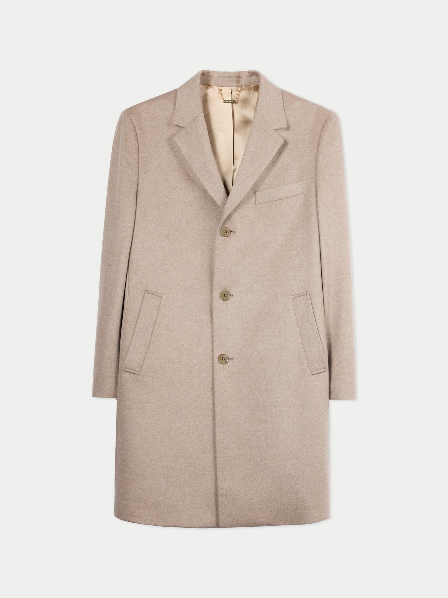 Men’s Cashmere Coat with Notched Lapels Taupe - Gobi Cashmere