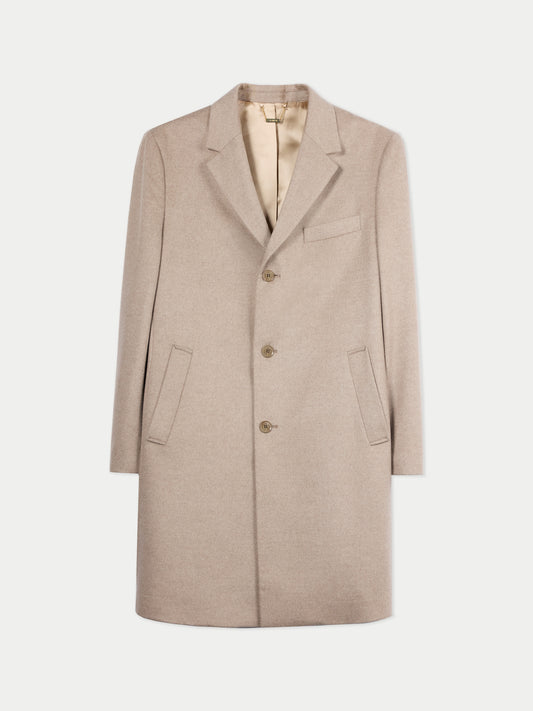 Men’s Cashmere Coat with Notched Lapels Taupe - Gobi Cashmere