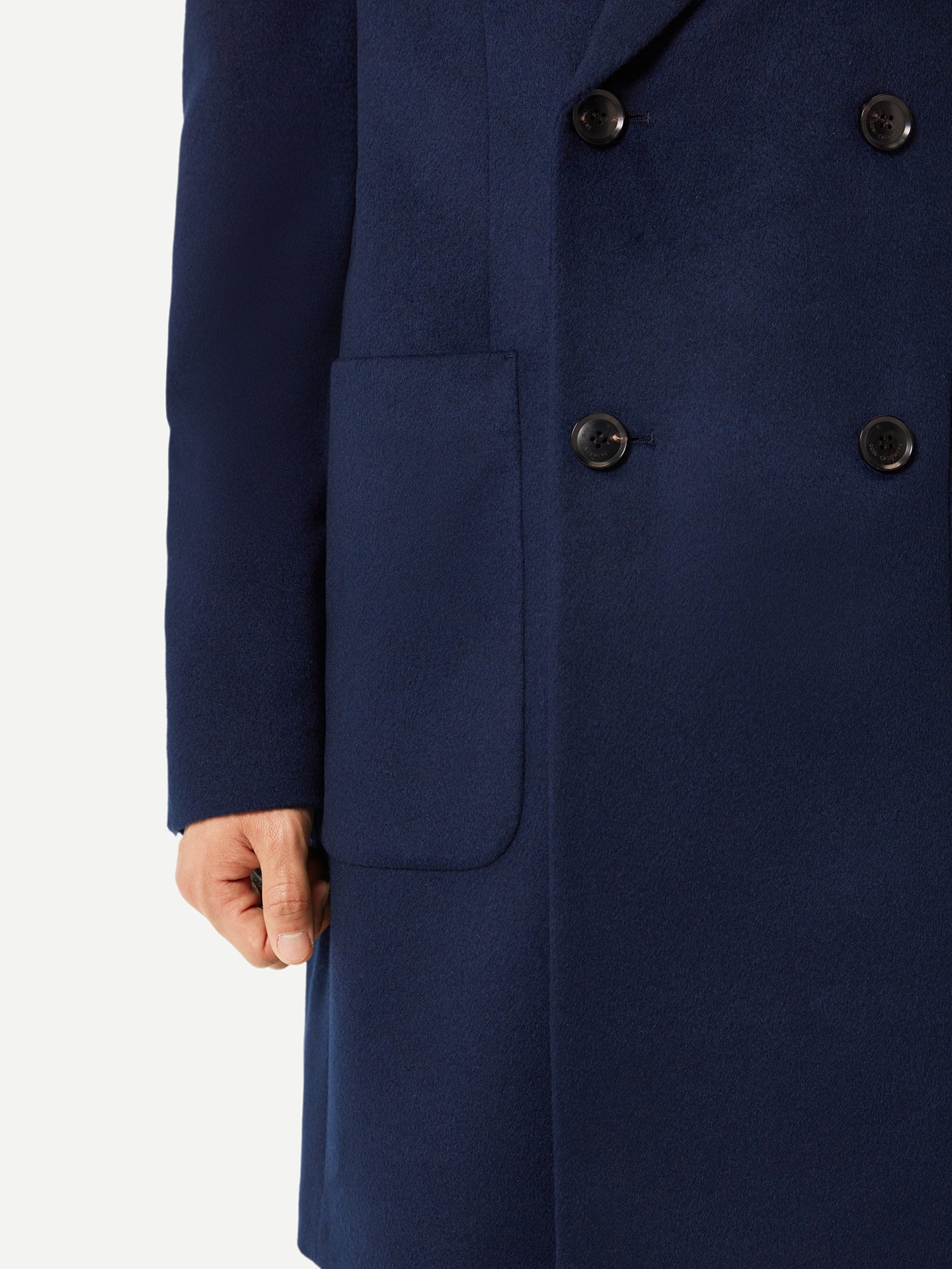 Men's Double-Breasted Cashmere Coat Navy - Gobi Cashmere