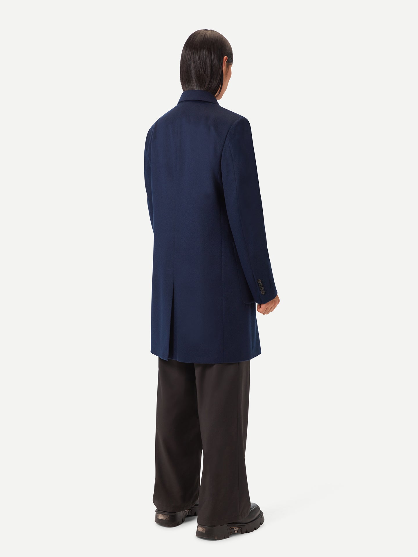 Men's Double-Breasted Cashmere Coat Navy - Gobi Cashmere
