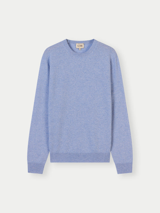 Men's Cashmere Essential Crew Neck Sweater Forever Blue - Gobi Cashmere