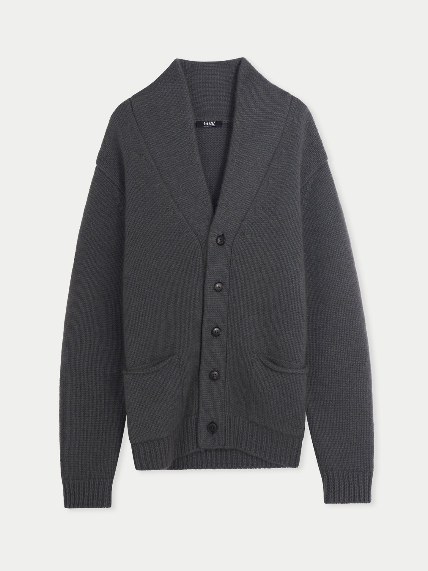 Men's Shawl Collar Cashmere Cardigan Smoked Pearl - Gobi Cashmere