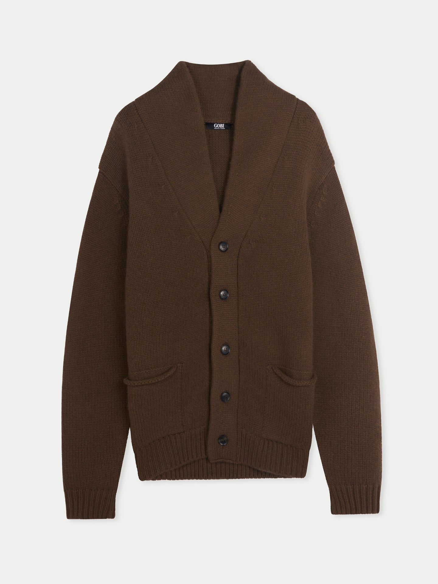 Men's Shawl Collar Cashmere Cardigan Sepia - Gobi Cashmere