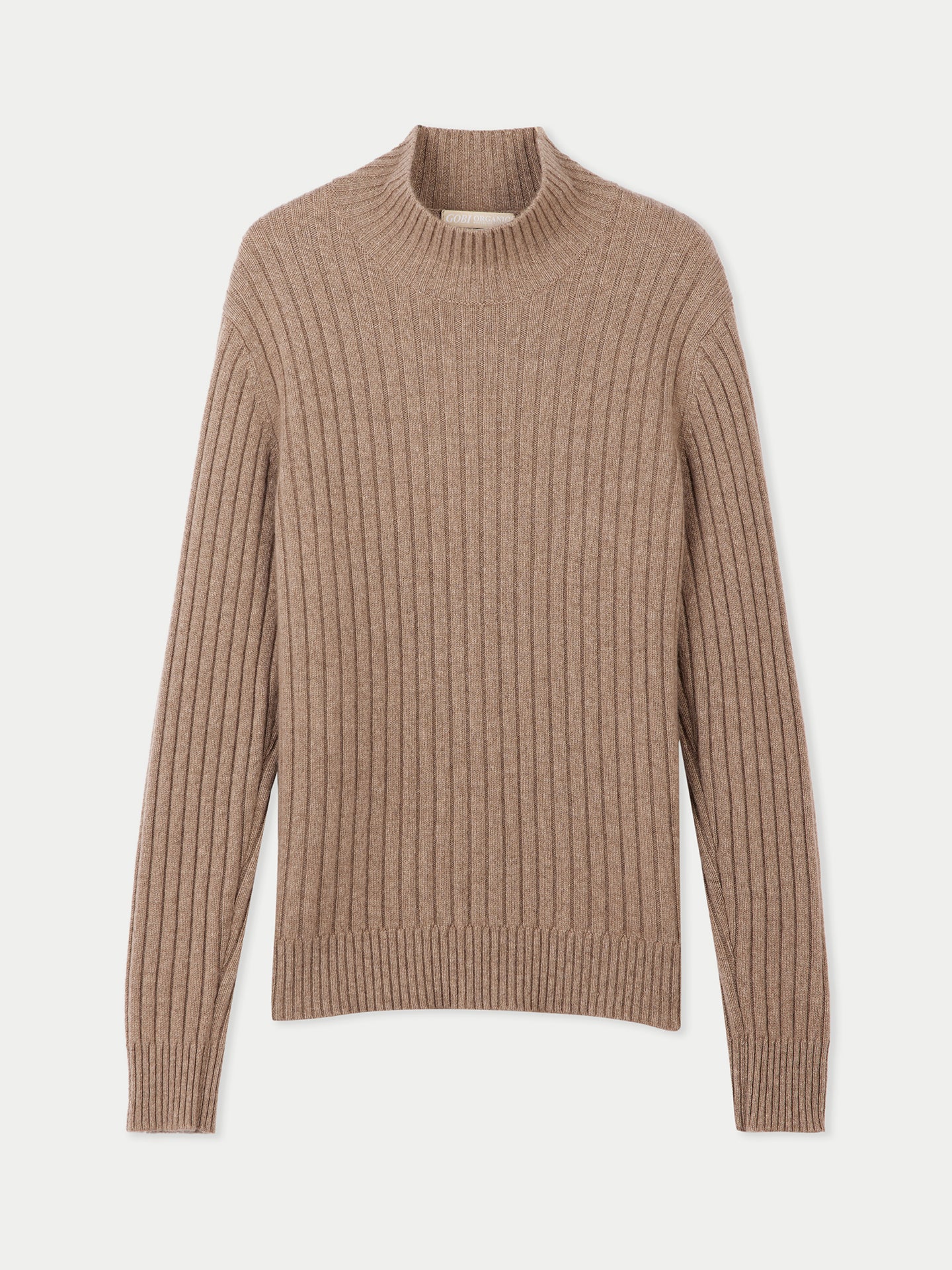 Men's Organic Textured Knit Cashmere Sweater Taupe - Gobi Cashmere