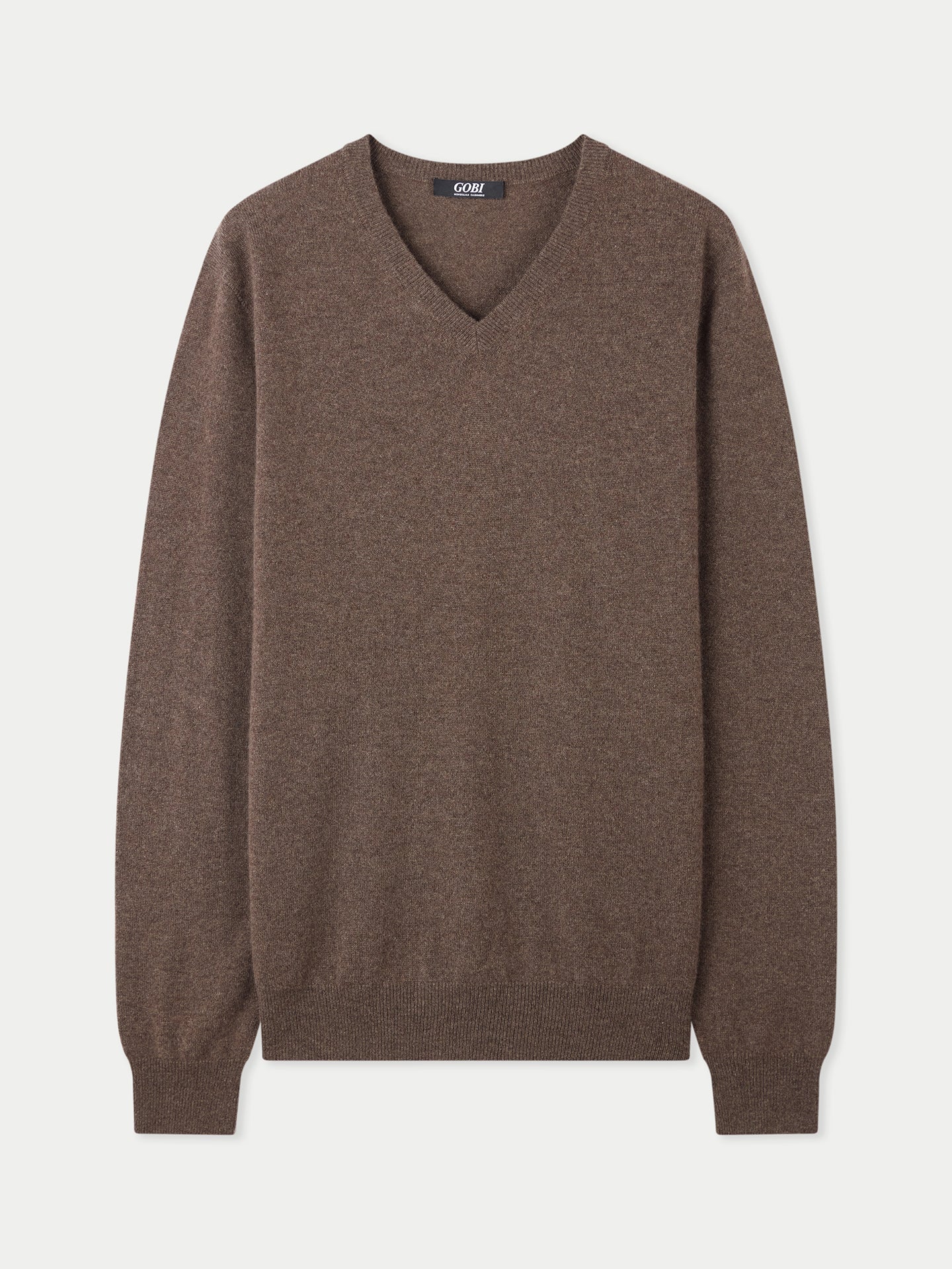 Men's Cashmere Basic V-Neck Sweater Cocoa - Gobi Cashmere