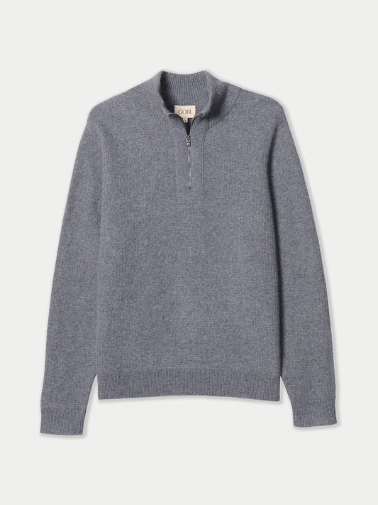 Men's Cashmere Waffle Knit Half-Zip Sweater