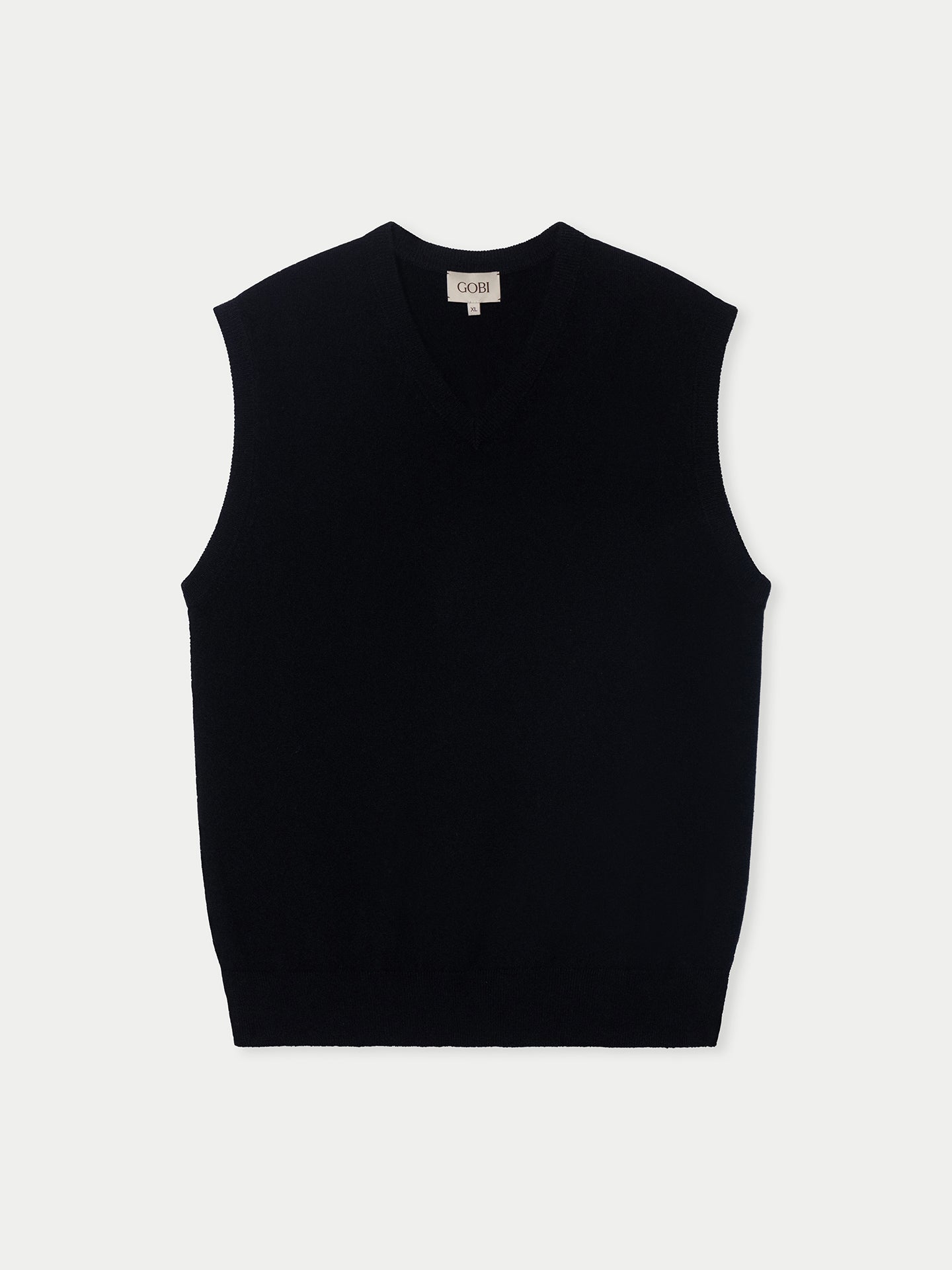 Timeless V-Neck Cashmere Vest Black - Gobi Cashmere