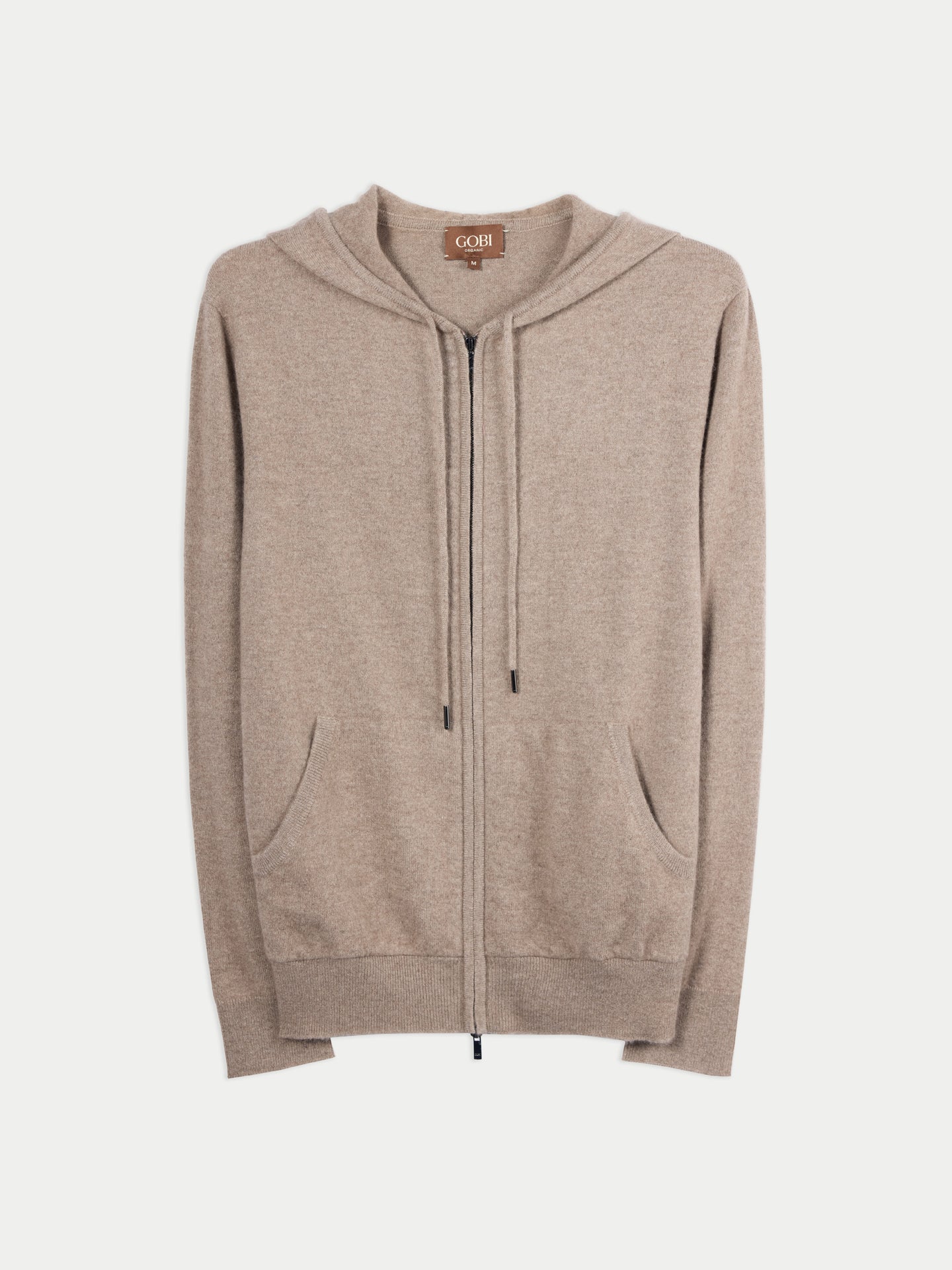 Men's Zip-Up Cashmere Hoodie Taupe - Gobi Cashmere