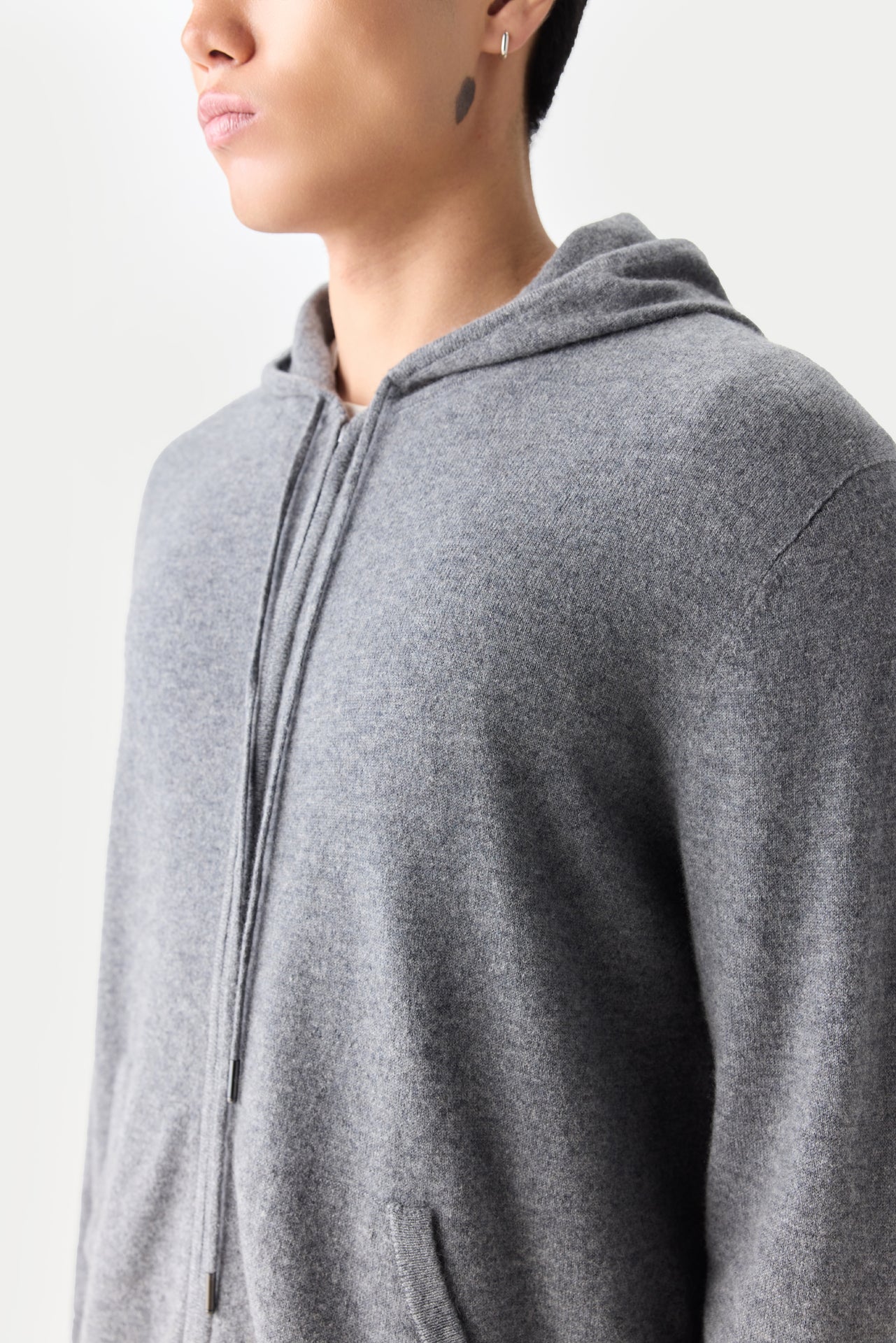 Men's Zip-Up Cashmere Hoodie Dim Gray| GOBI Cashmere