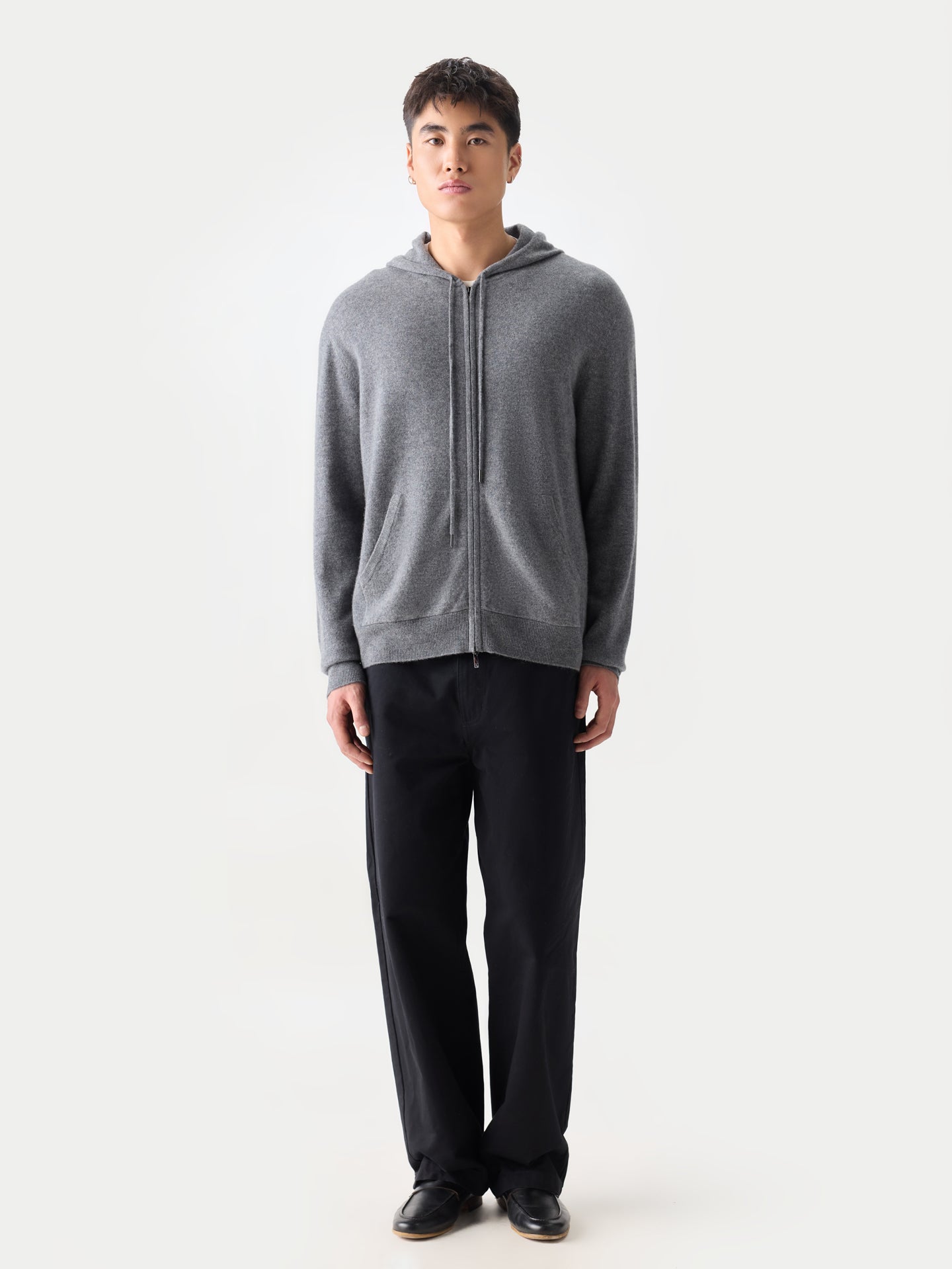Men's Zip-Up Cashmere Hoodie Dim Gray| GOBI Cashmere