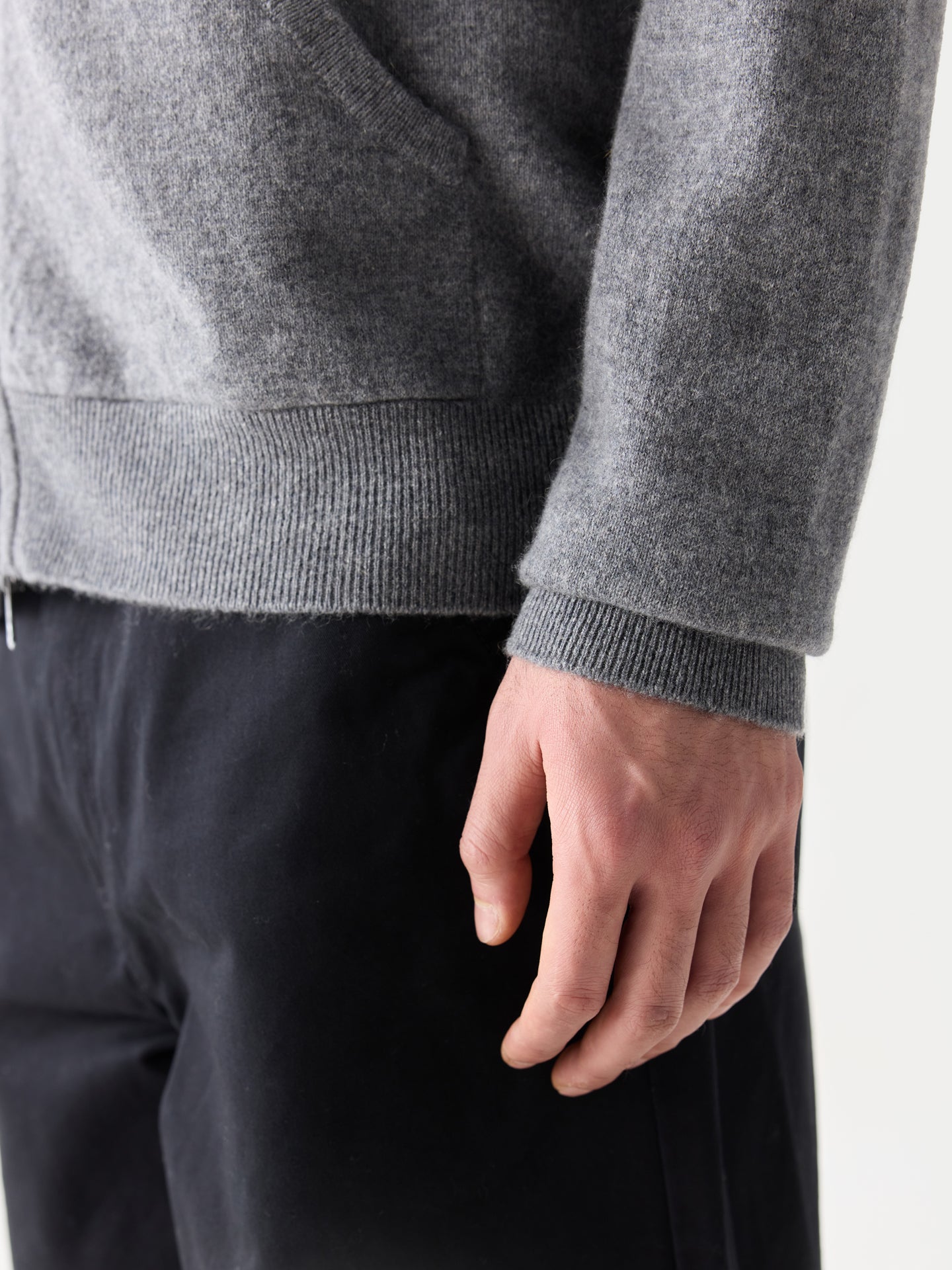 Men's Zip-Up Cashmere Hoodie Dim Gray| GOBI Cashmere