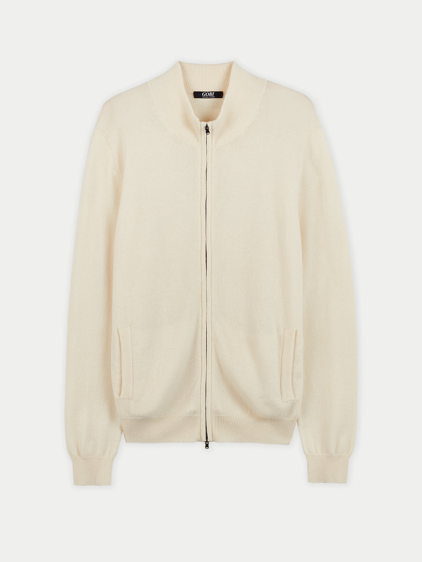 Men's Cashmere Full Zip Cardigan Marshmallow - Gobi Cashmere