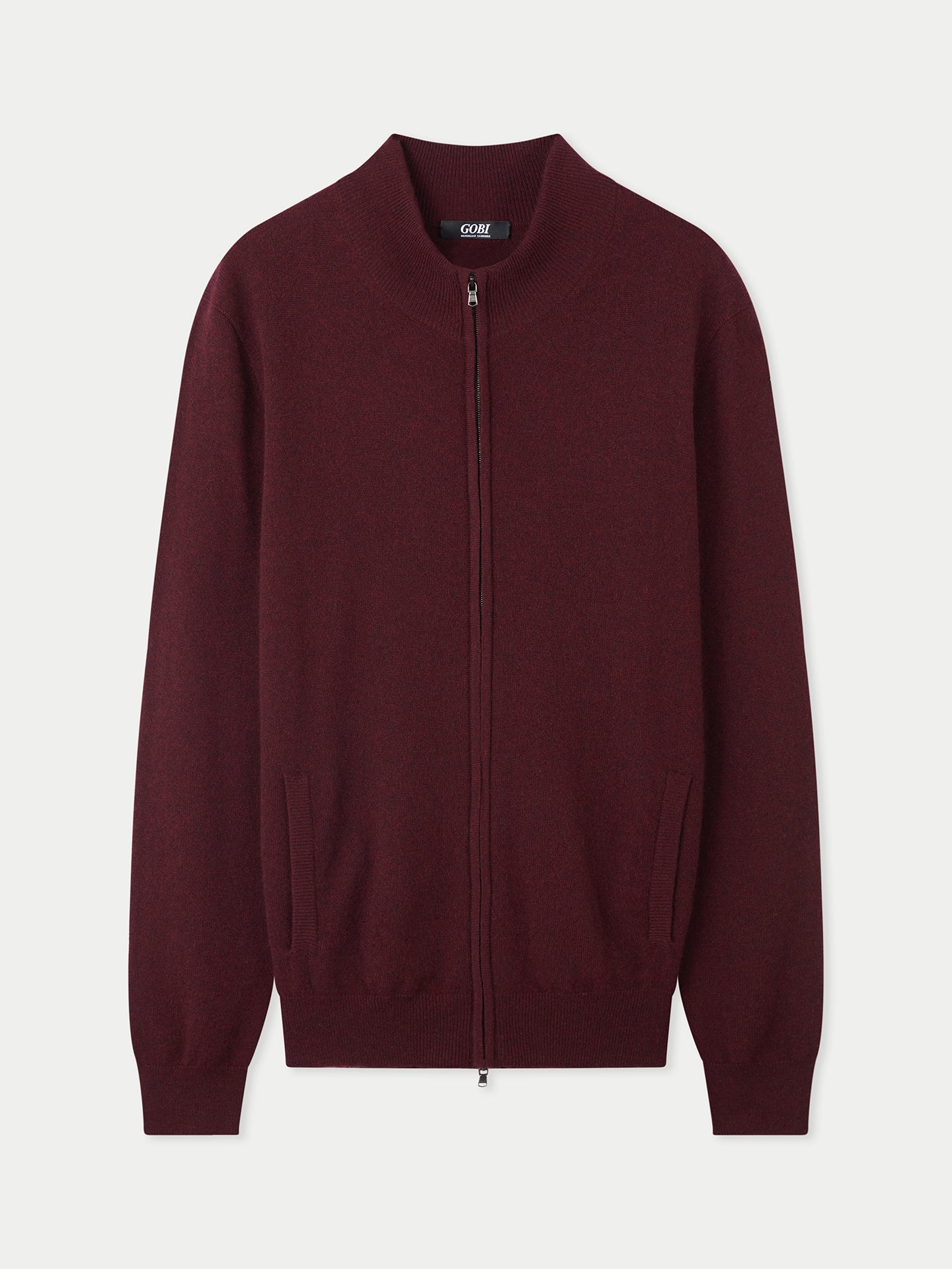 Men's Cashmere Full Zip Cardigan Zinfandel - Gobi Cashmere