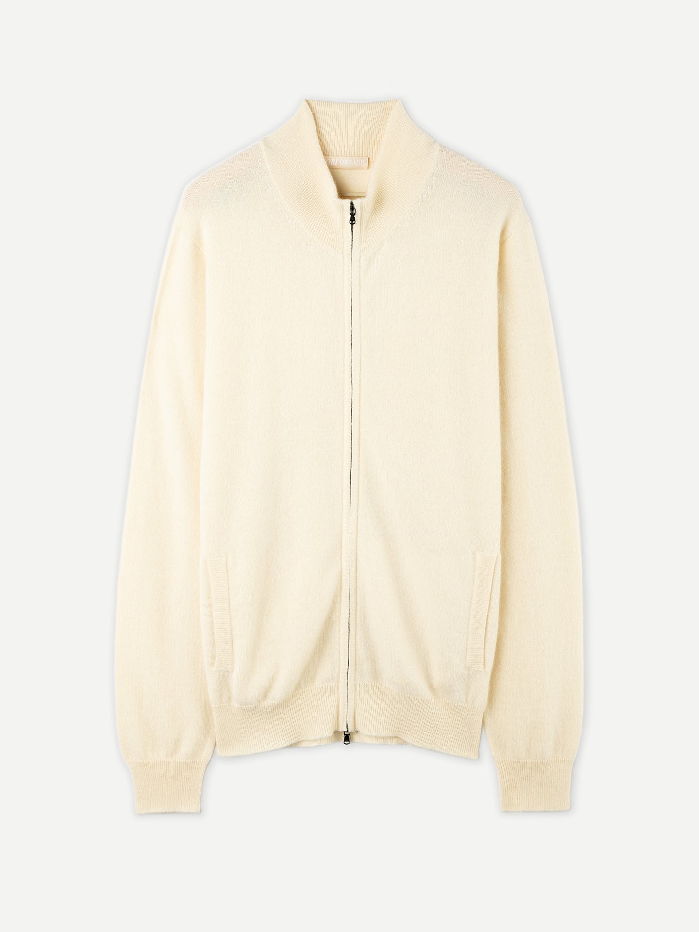 Men's Cashmere Full Zip Cardigan Off White - Gobi Cashmere