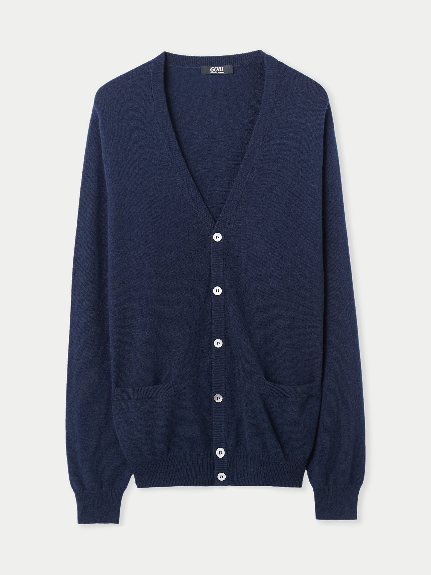 Men's Cashmere V-neck Cardigan Navy - Gobi Cashmere