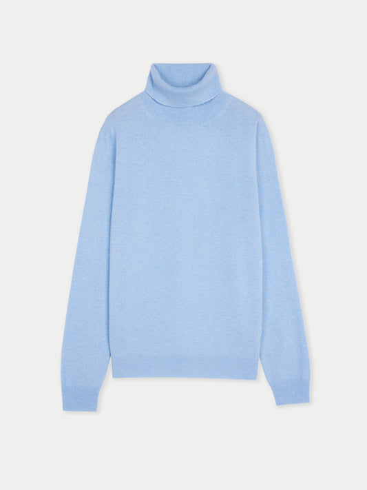 Men's Cashmere Essential Turtle Neck Sweater Light Blue - Gobi Cashmere