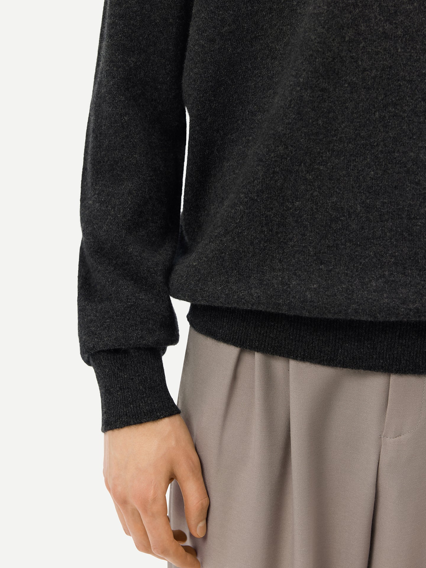 Men's Cashmere Polo Sweater Charcoal - Gobi Cashmere
