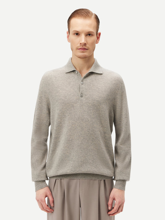 Men's Cashmere Polo Sweater Dawn Blue - Gobi Cashmere