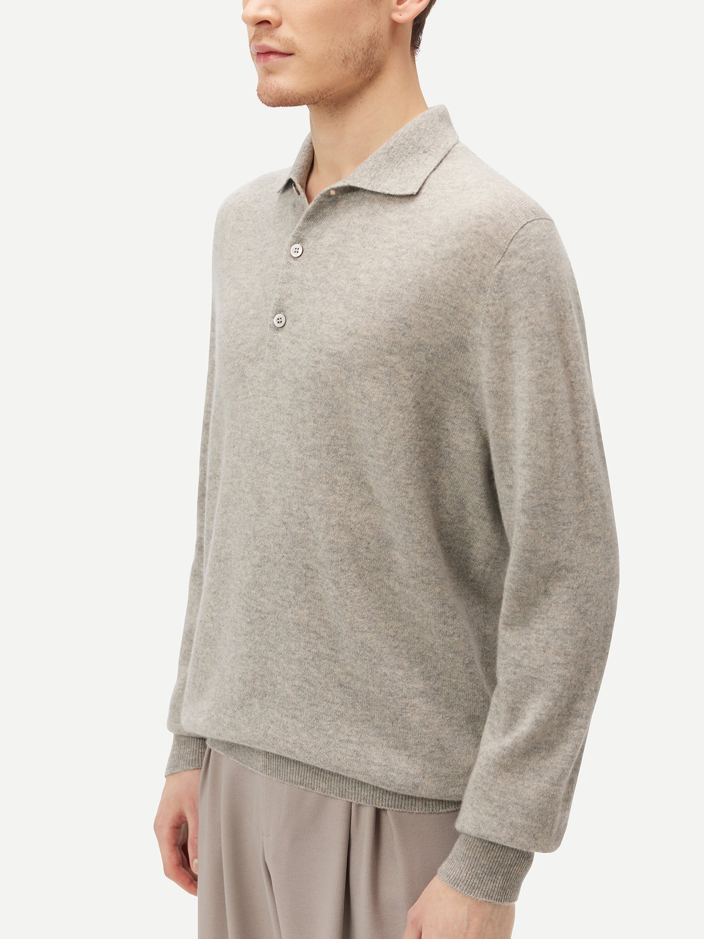 Men's Cashmere Polo Sweater Dawn Blue - Gobi Cashmere
