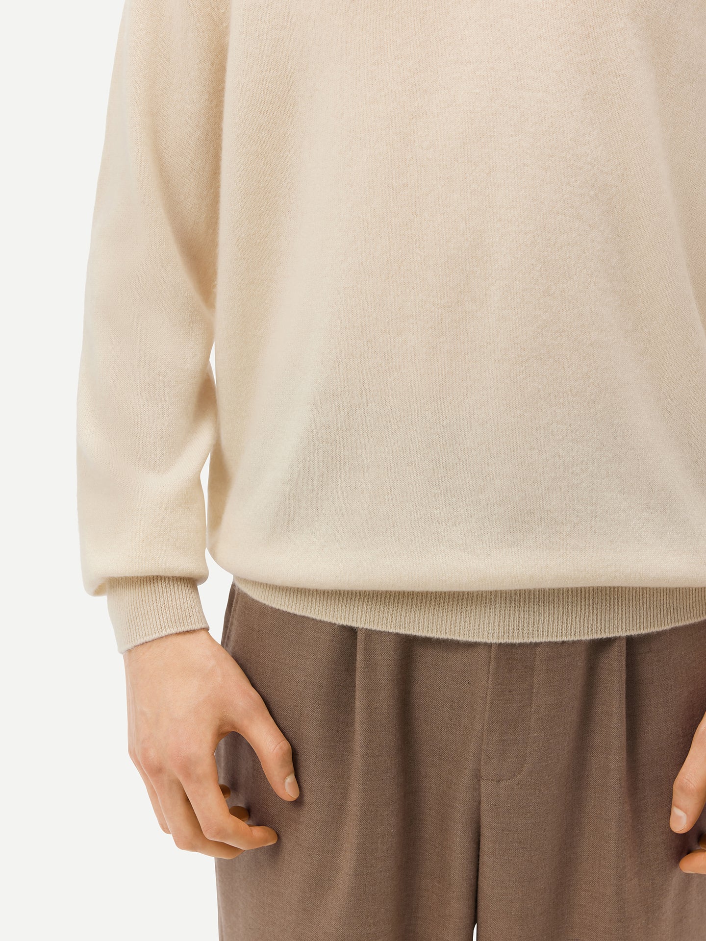Men's Cashmere Polo Sweater Off White - Gobi Cashmere