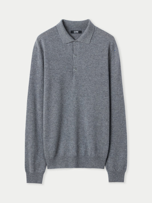 Men's Cashmere Polo Neck Sweater Dim Gray - Gobi Cashmere