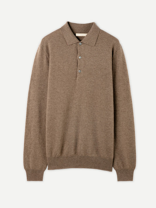 Men's Cashmere Polo Sweater Taupe - Gobi Cashmere