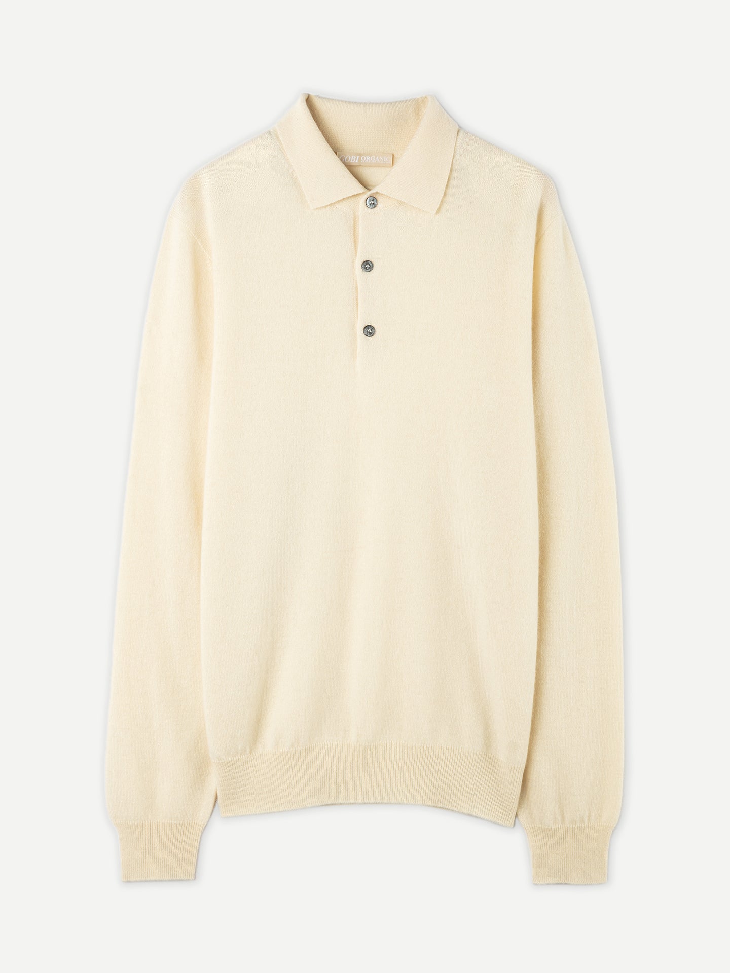 Men's Cashmere Polo Sweater Off White - Gobi Cashmere