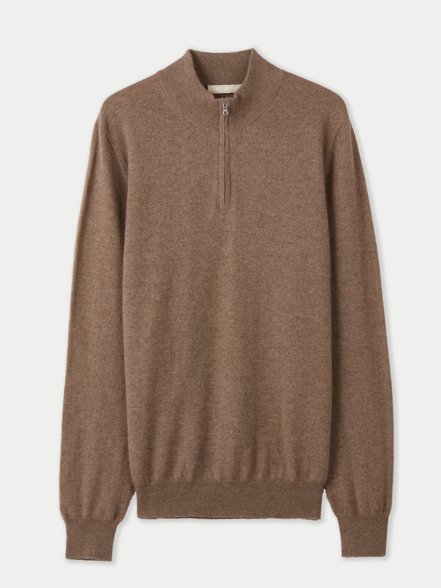 Men's Cashmere Half Zip Sweater Taupe - Gobi Cashmere