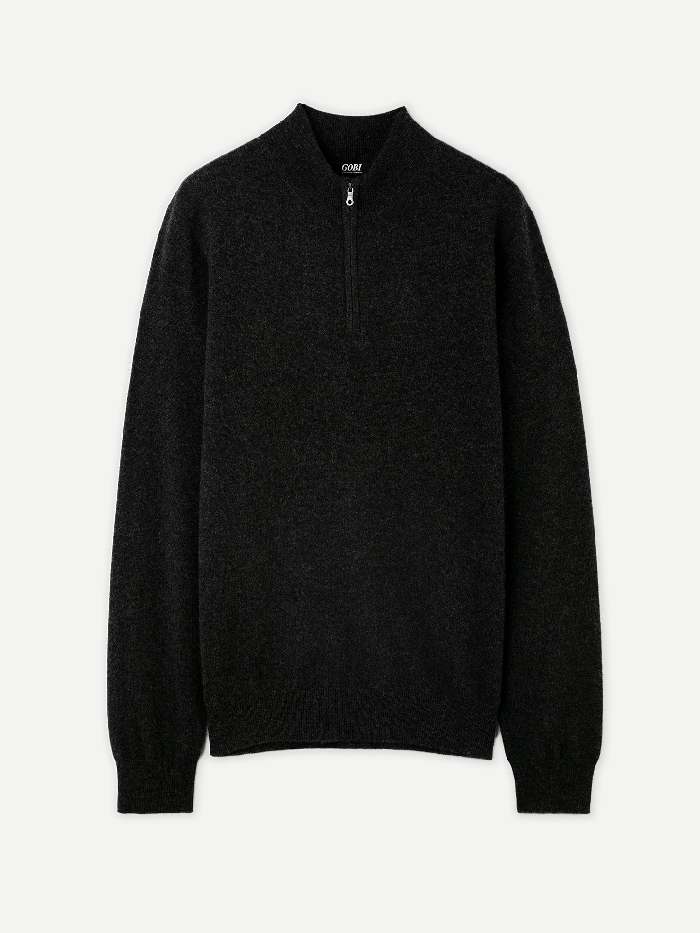 Men's Cashmere Half Zip Sweater Charcoal - Gobi Cashmere