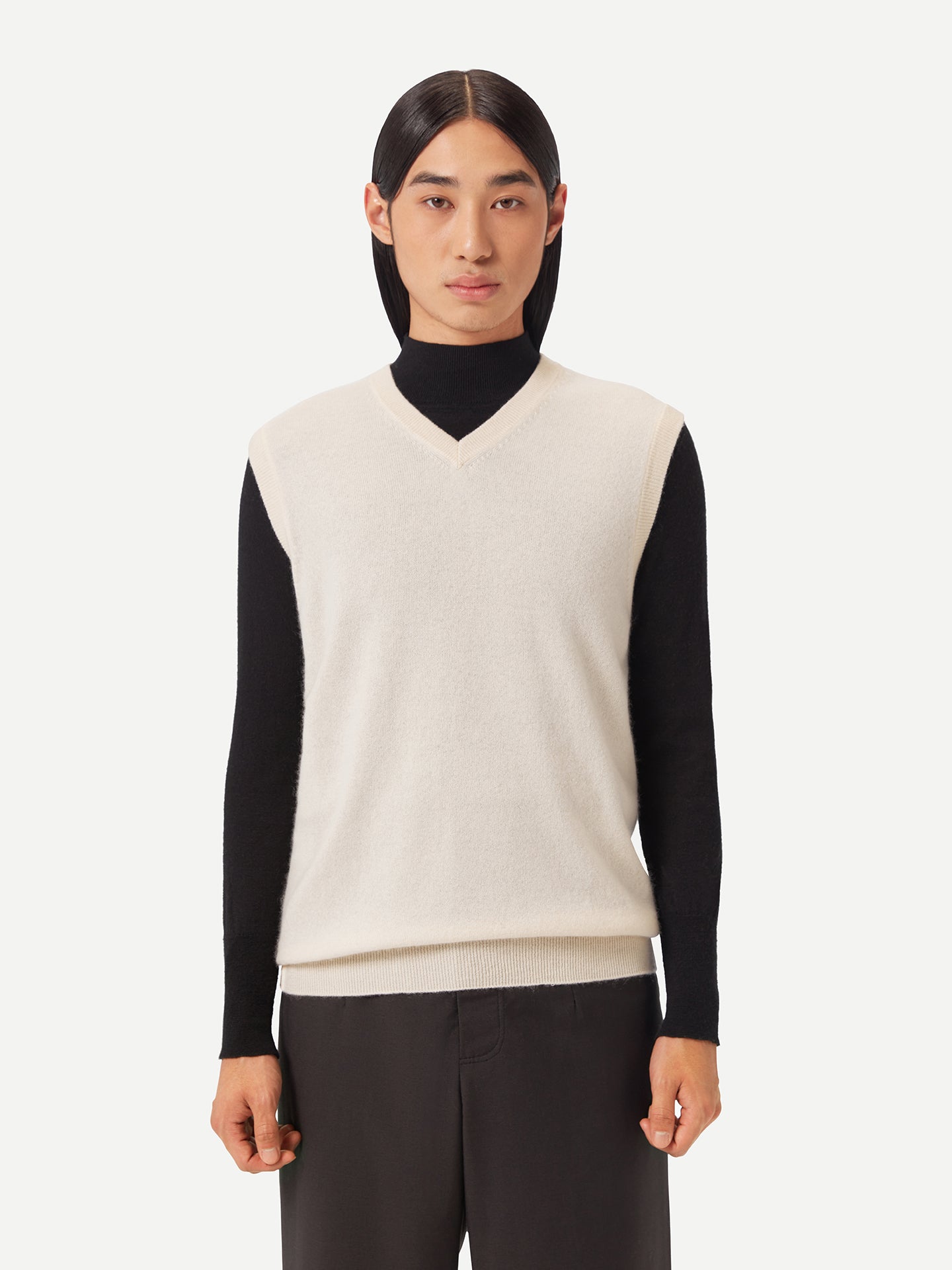 Men's Organic Cashmere Vest Off White - Gobi Cashmere