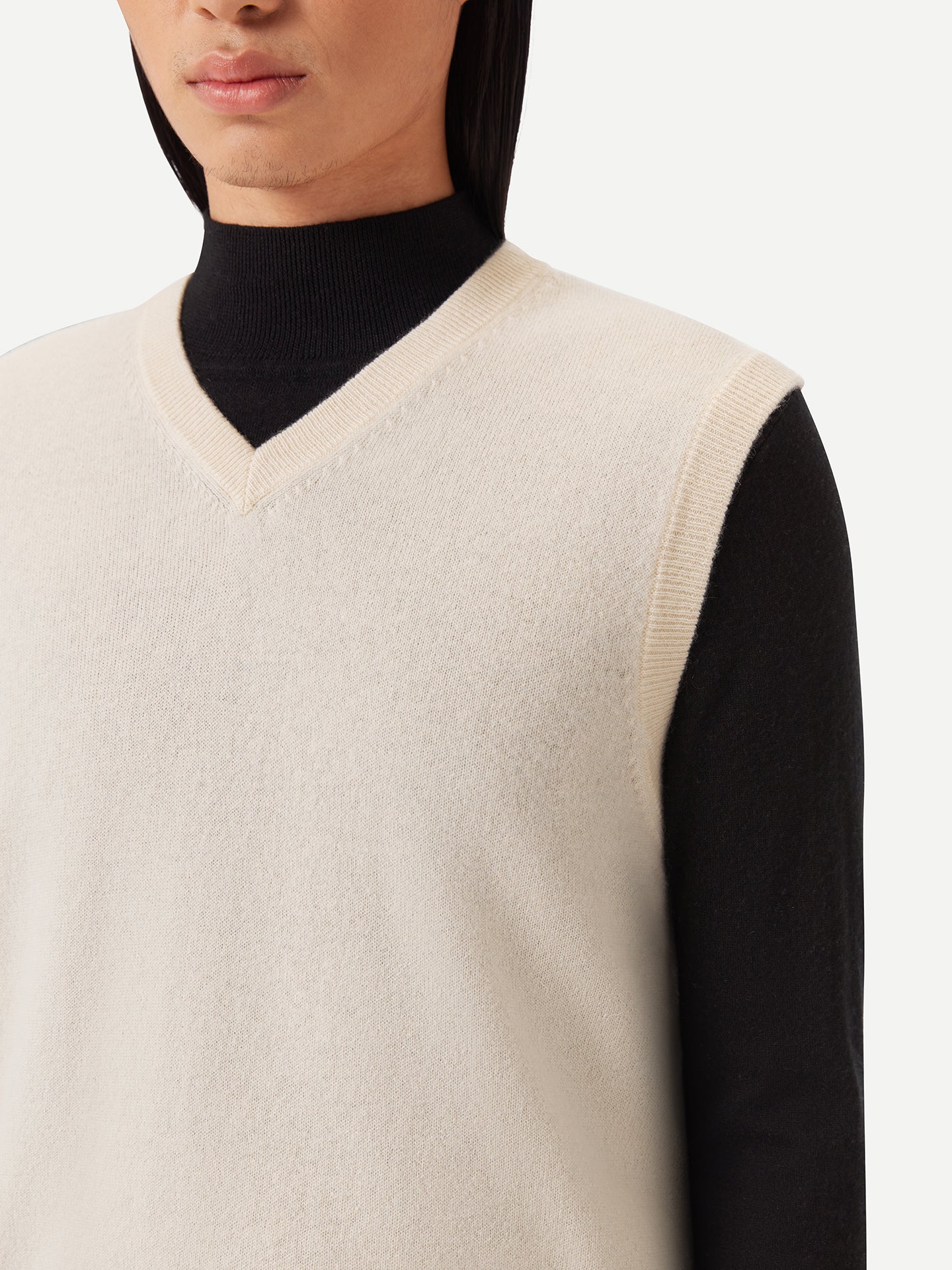 Men's Organic Cashmere Vest Off White - Gobi Cashmere