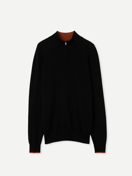 Men's Half-Zip Cashmere Sweater Black - Gobi Cashmere