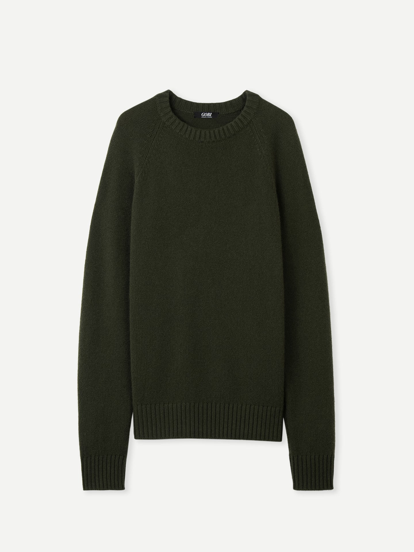Men's Cashmere Raglan Sweater Capulet Olive - Gobi Cashmere