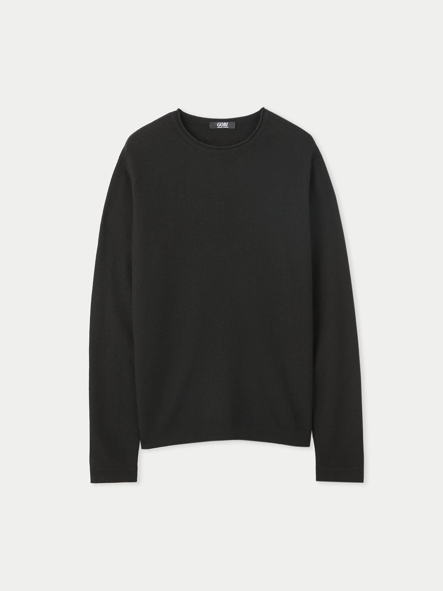 Men's Cashmere C-Neck Jumper Black - Gobi Cashmere