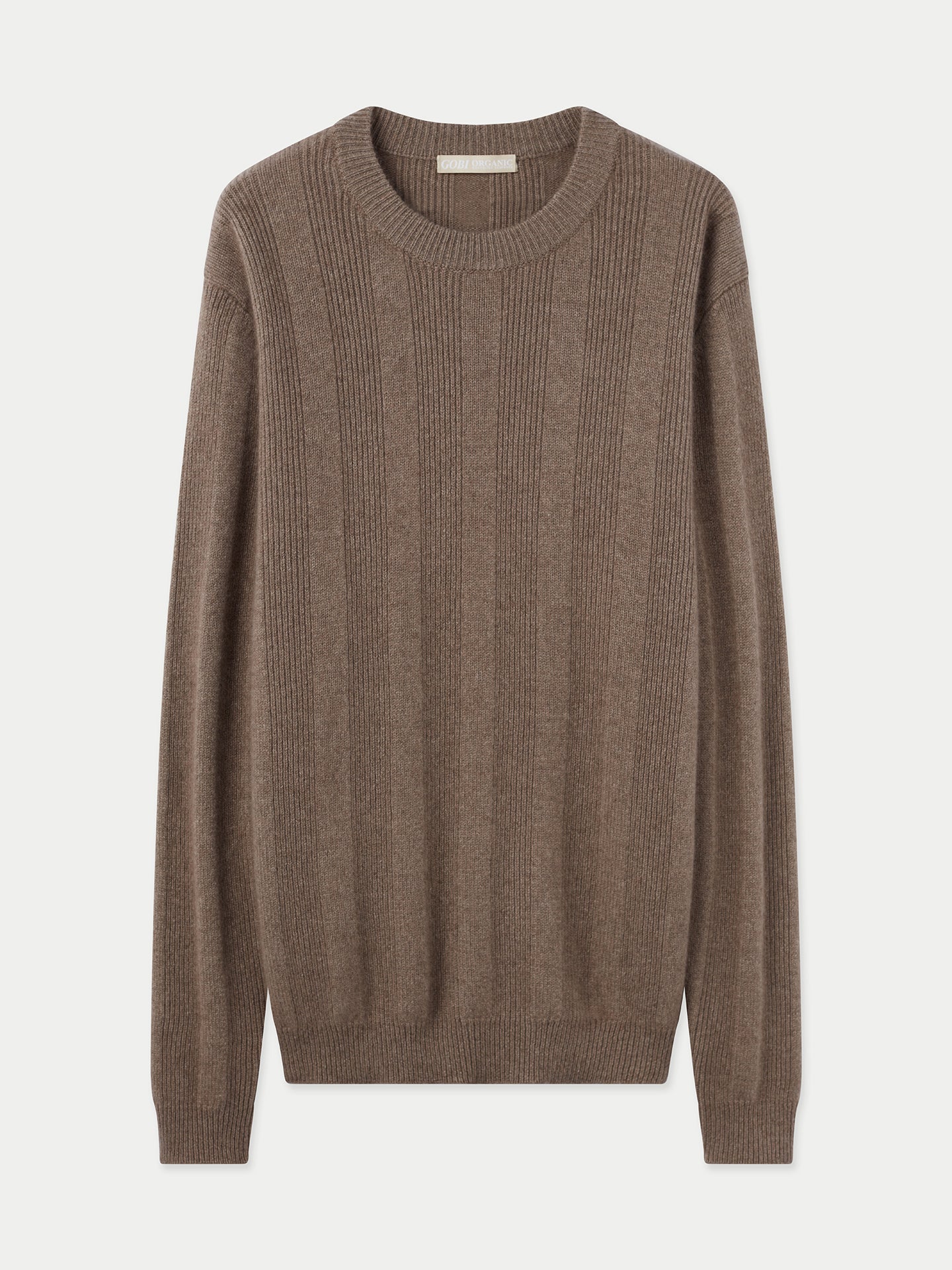 Men's Organic Cashmere Vertical-Striped Sweater Taupe - Gobi Cashmere