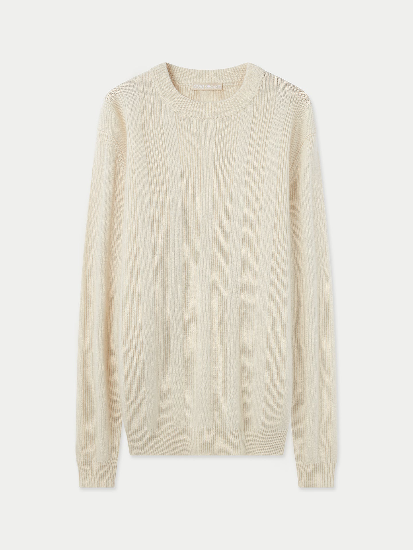 Men's Organic Cashmere Vertical-Striped Sweater Off White - Gobi Cashmere