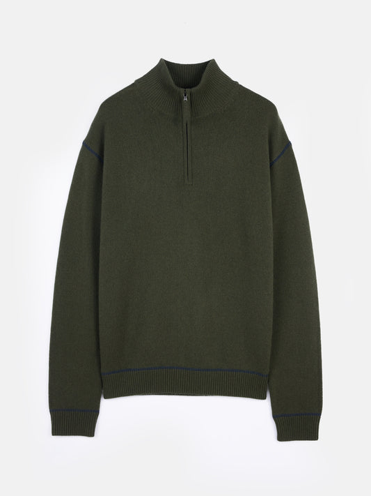 Men's Cashmere Quarter-Zip Sweater Capulet Olive - GOBI Cashmere