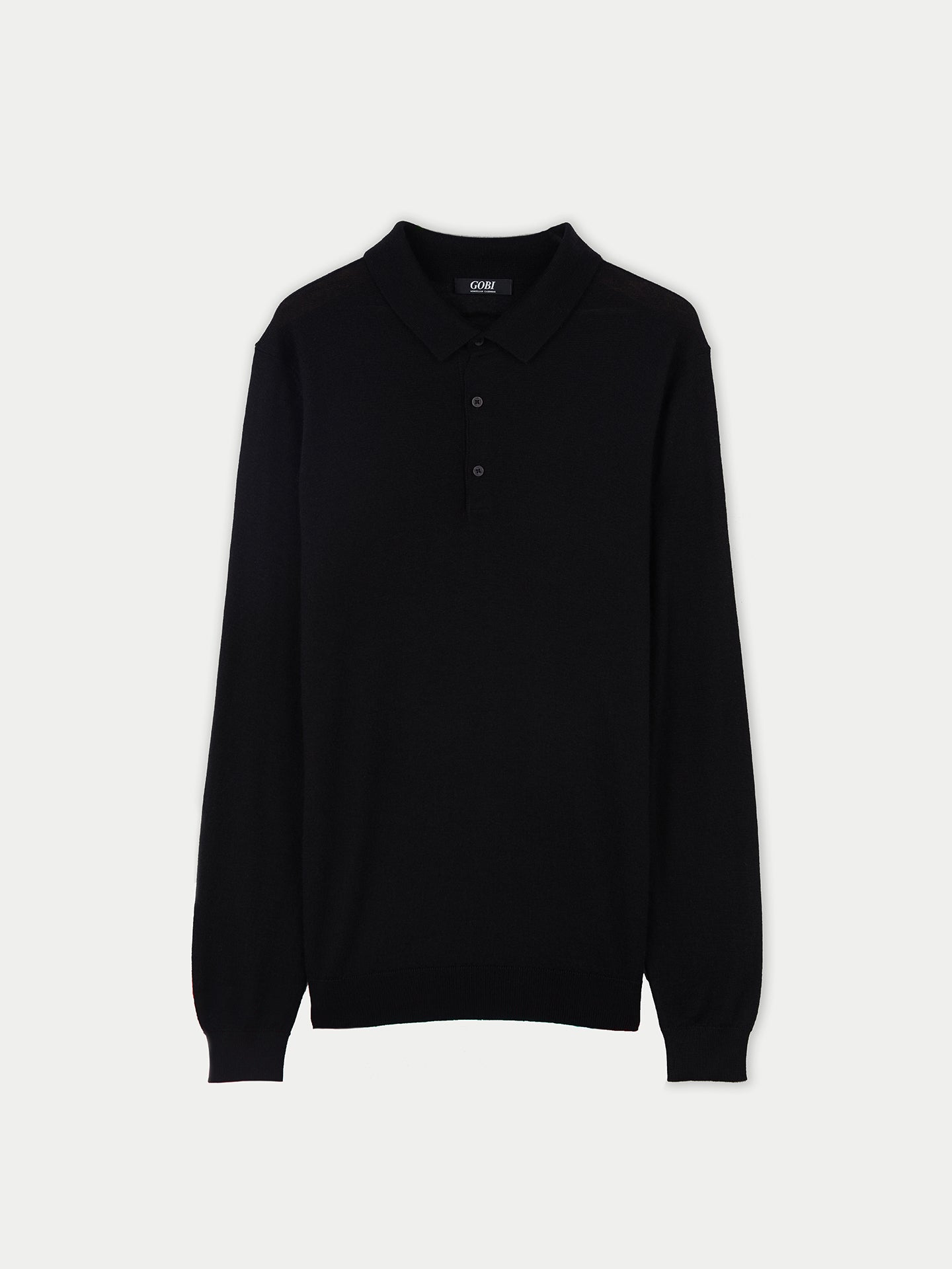 Men's Cashmere Silk Polo Black - Gobi Cashmere