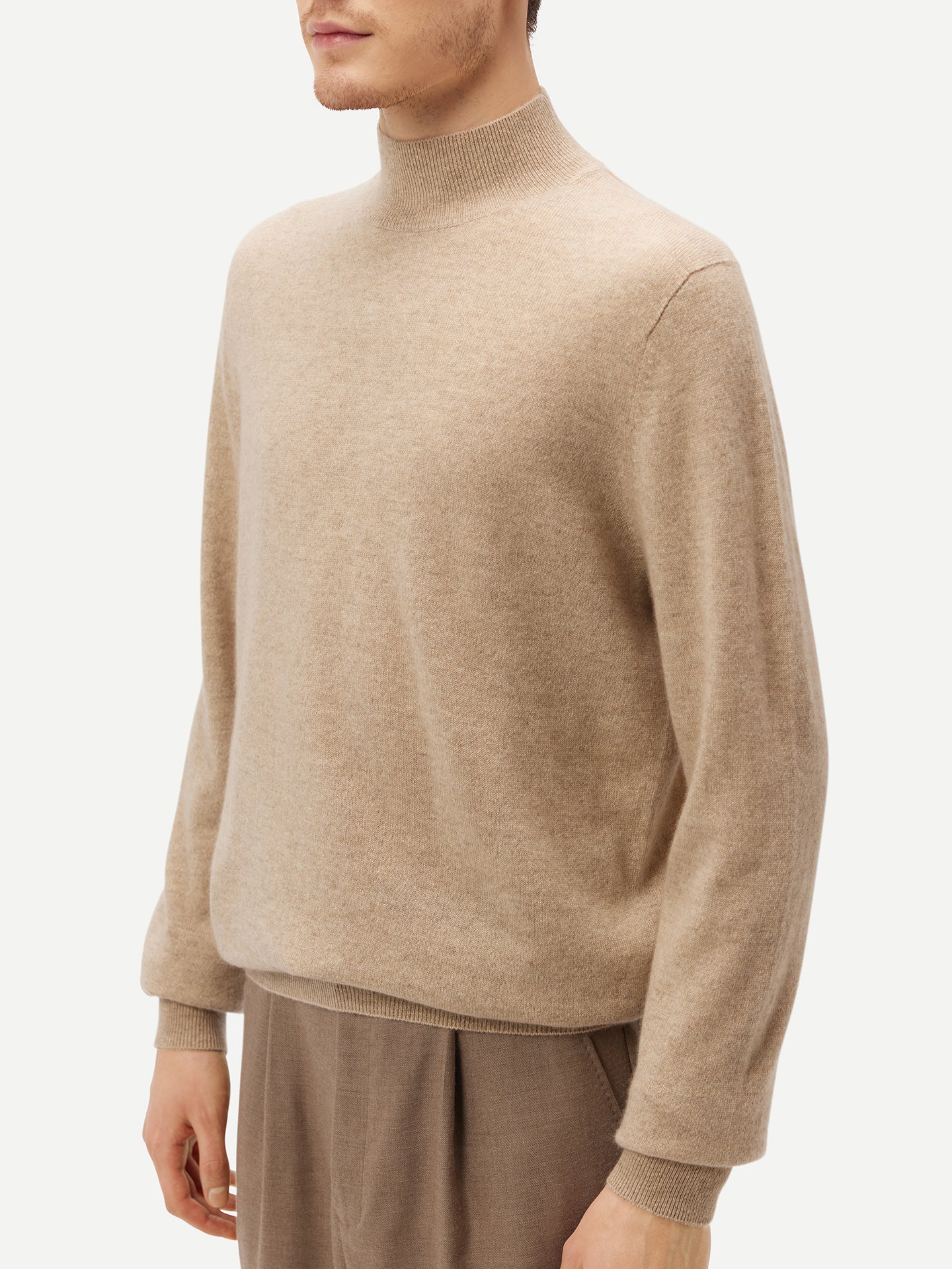 Men's Cashmere Mock Neck Sweater Warm Grey - Gobi Cashmere