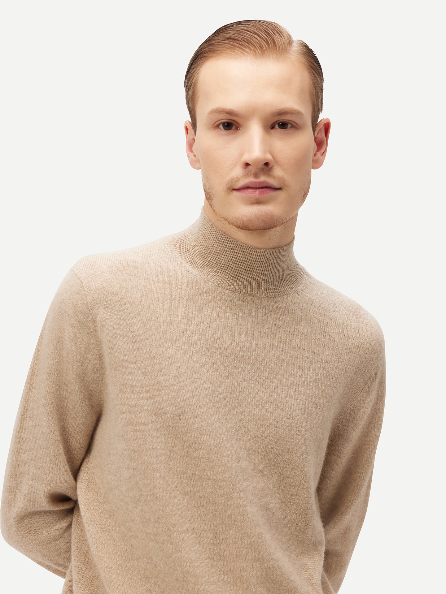 Men's Cashmere Mock Neck Sweater Warm Grey - Gobi Cashmere