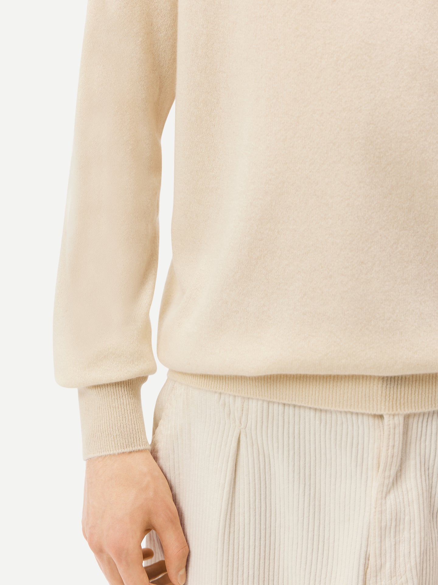 Men's Cashmere Mock Neck Sweater Off White - Gobi Cashmere