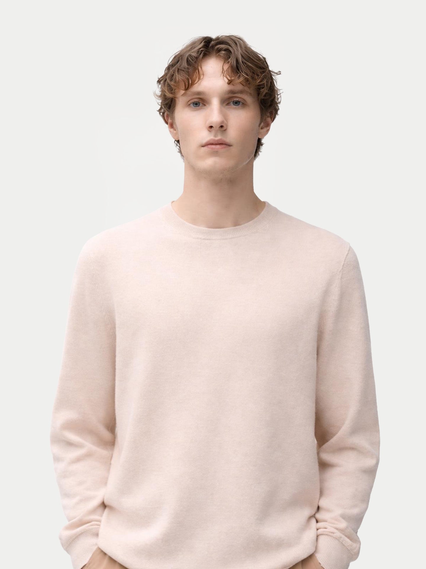 Essential Crewneck Cashmere Sweater Ivory White - Gobi Cashmere