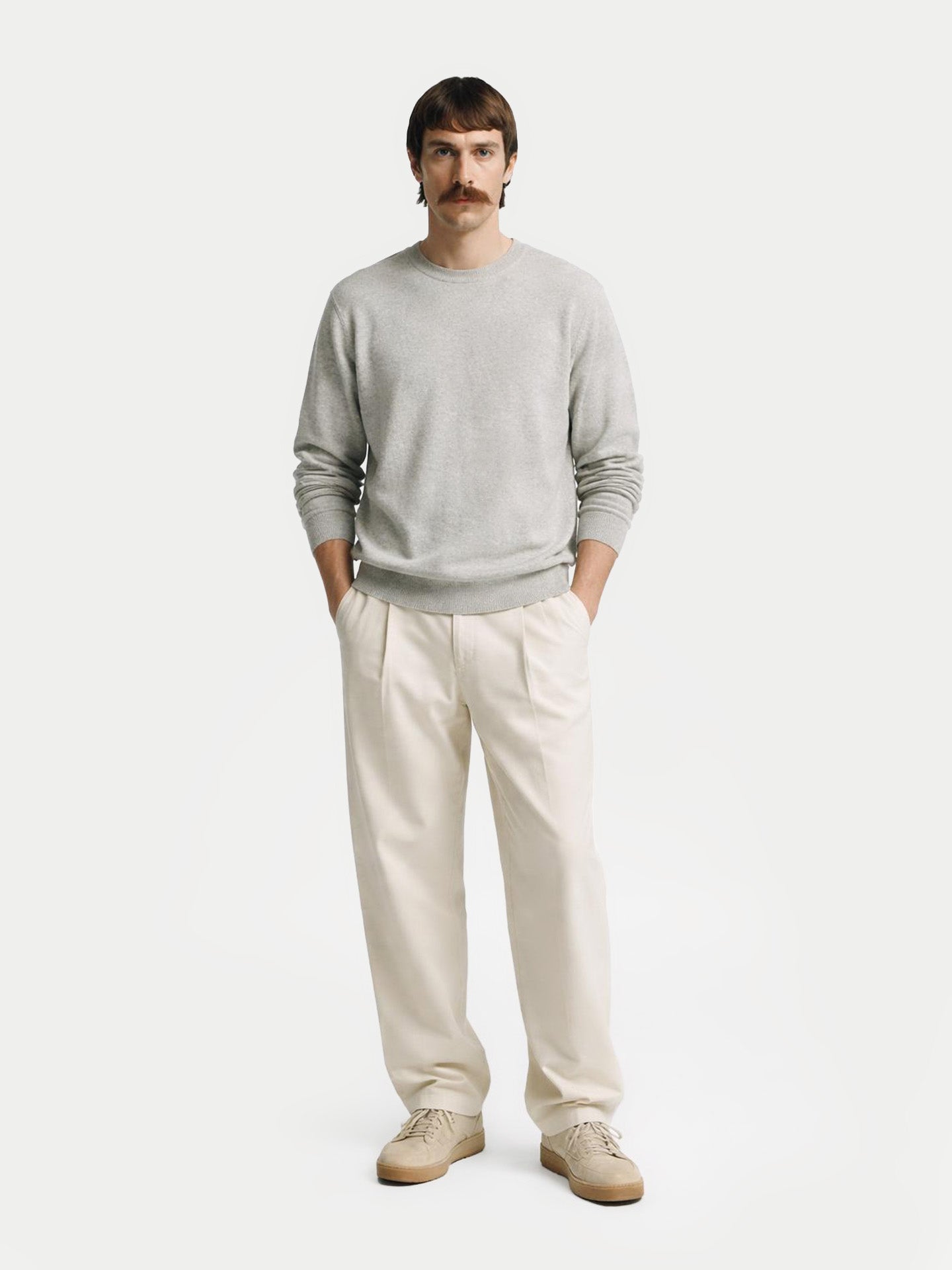 Essential Crewneck Cashmere Sweater Dawn Blue - Gobi Cashmere