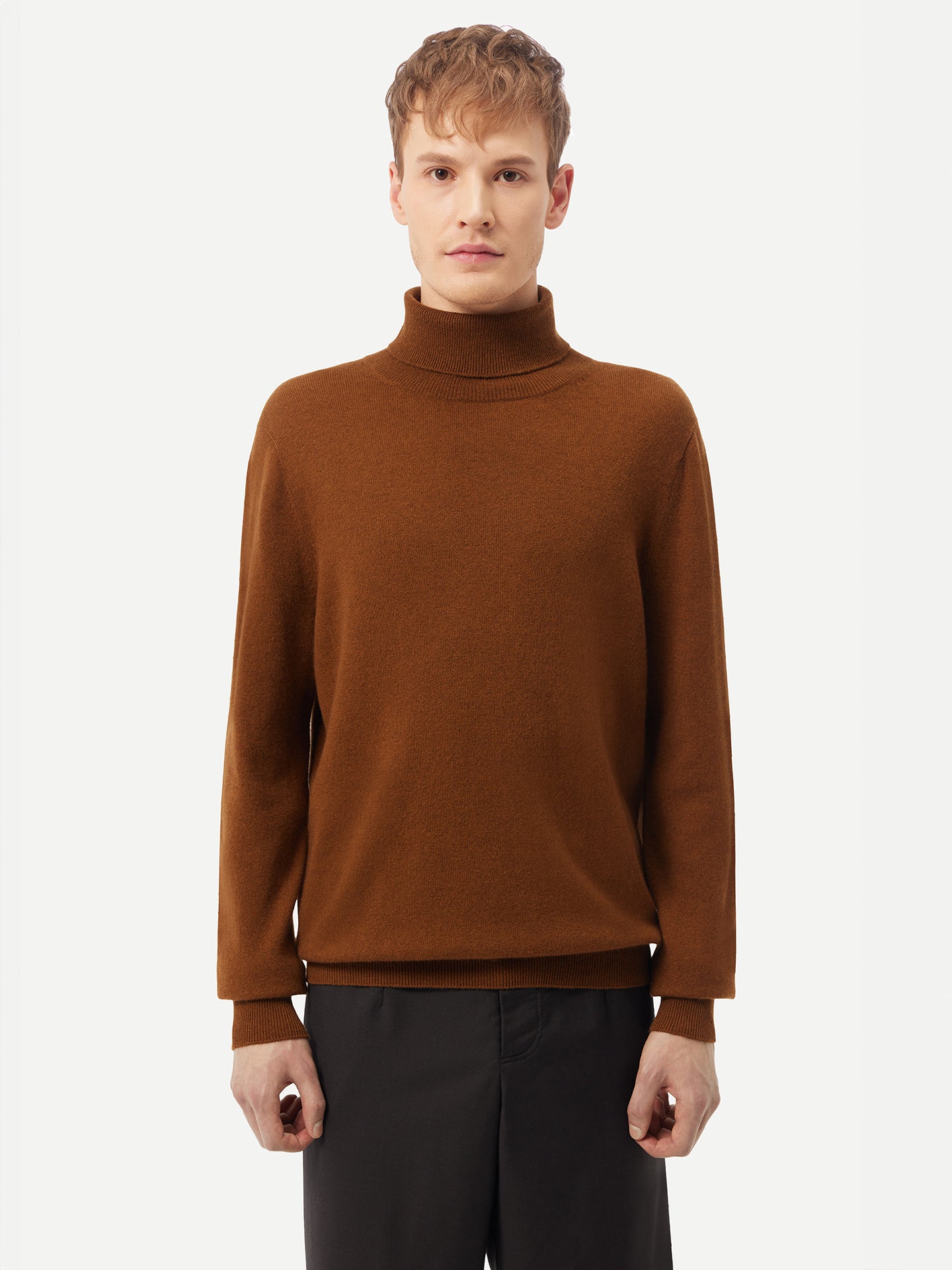 Men's Cashmere Basic Turtle Neck Sweater Chipmunk - Gobi Cashmere