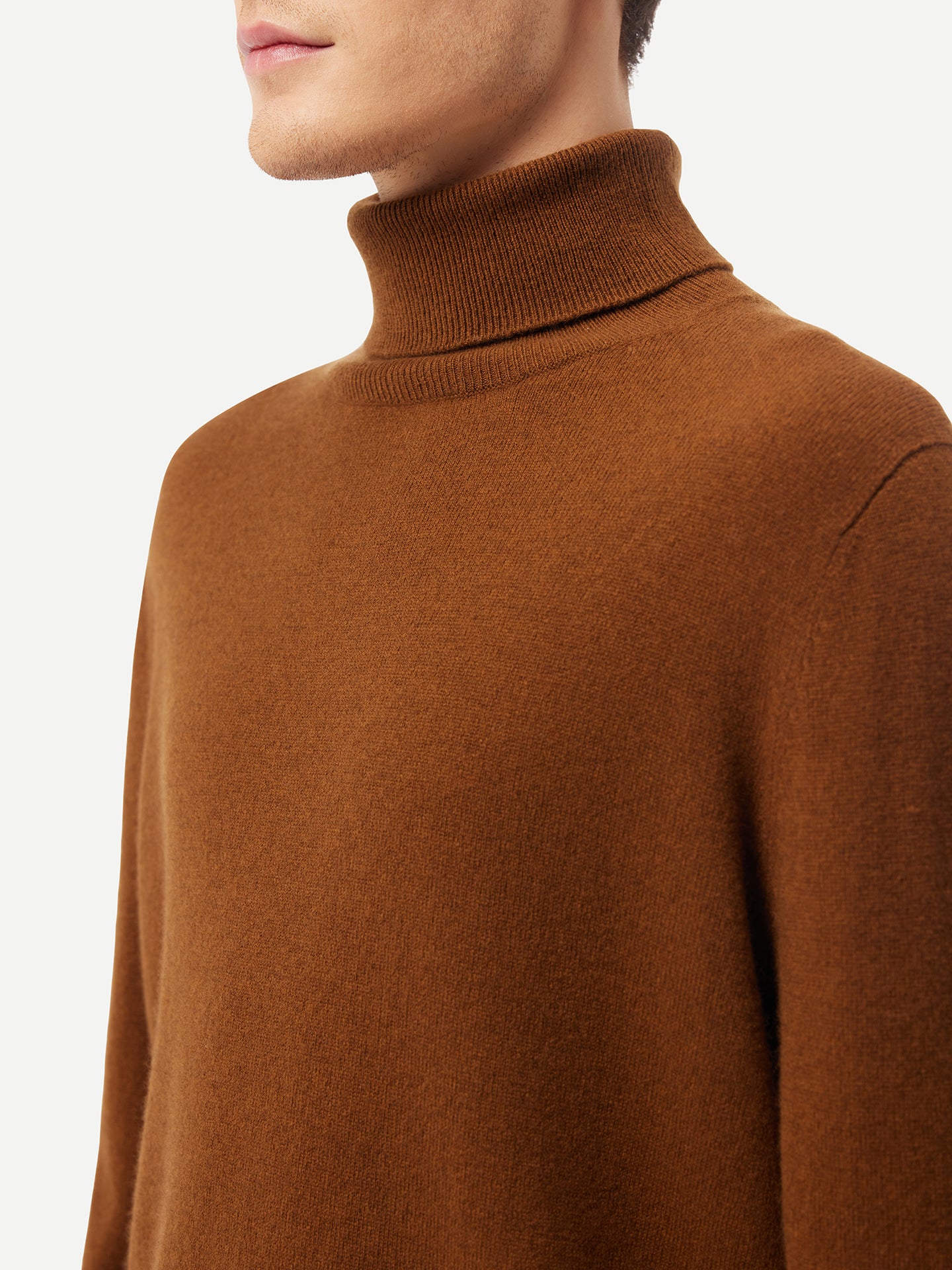 Men's Cashmere Basic Turtle Neck Sweater Chipmunk - Gobi Cashmere